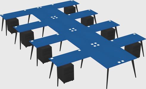 Shared l-shaped office desk system