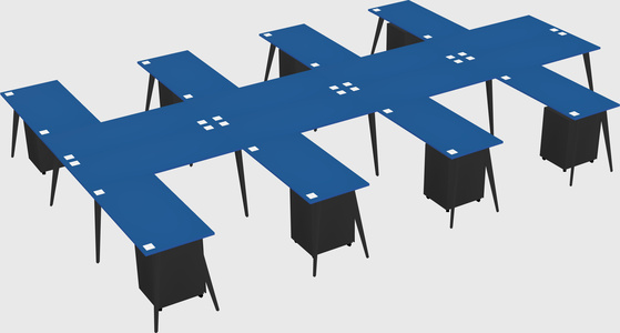 Shared l-shaped office desk system