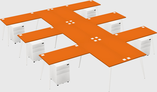 Shared l-shaped office desk system