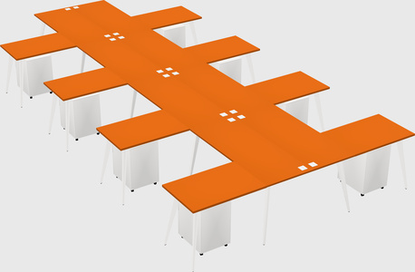 Shared l-shaped office desk system