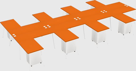 Shared l-shaped office desk system