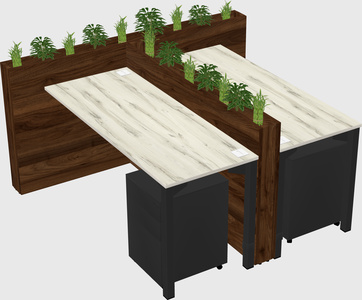 Rectangular shared desk