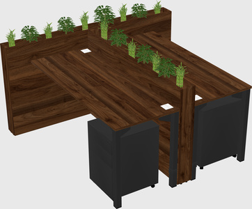 Rectangular shared desk