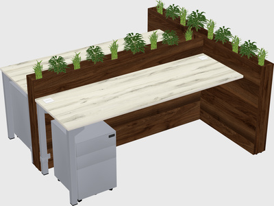 Rectangular shared desk