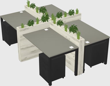 Rectangular shared desk