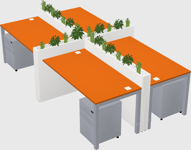 Rectangular shared desk