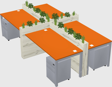 Rectangular shared desk