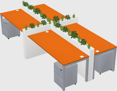Rectangular shared desk