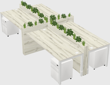 Rectangular shared desk