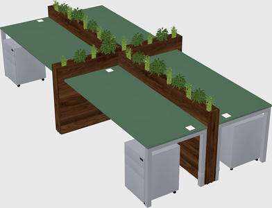 Rectangular shared desk