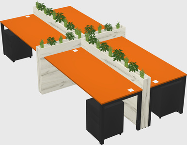 Rectangular shared desk