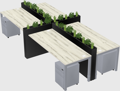 Rectangular shared desk