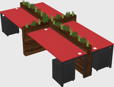 Rectangular shared desk