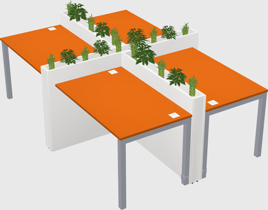 Rectangular shared desk