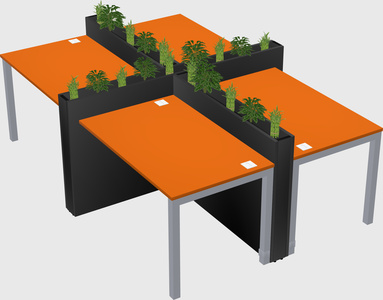 Rectangular shared desk