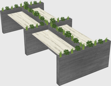 Rectangular shared desk