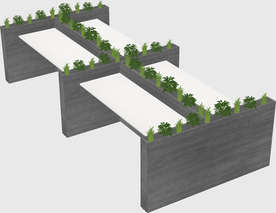 Rectangular shared desk