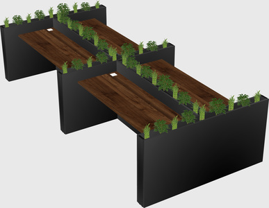 Rectangular shared desk