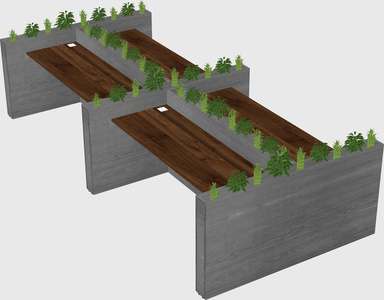 Rectangular shared desk