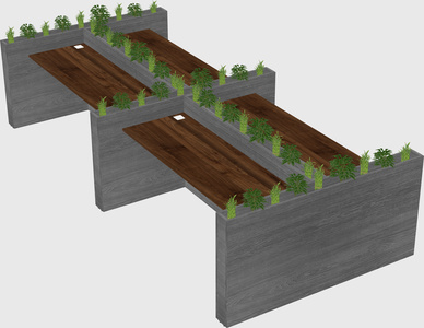 Rectangular shared desk