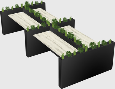 Rectangular shared desk