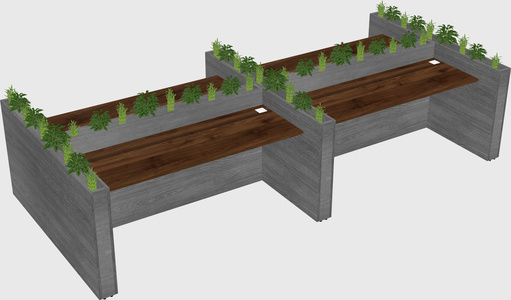 Rectangular shared desk