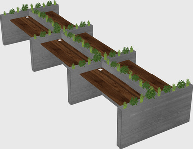 Rectangular shared desk