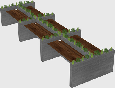 Rectangular shared desk