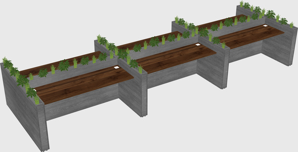 Rectangular shared desk
