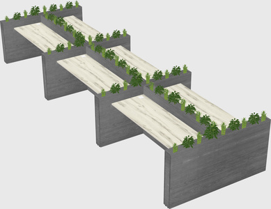 Rectangular shared desk