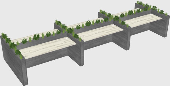 Rectangular shared desk