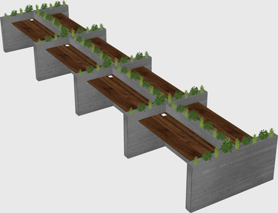 Rectangular shared desk
