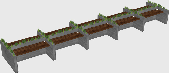 Rectangular shared desk
