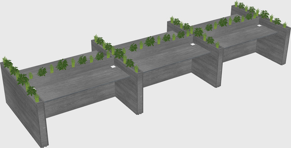 Rectangular shared desk