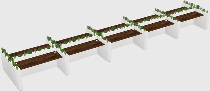 Rectangular shared desk