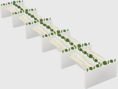 Rectangular shared desk