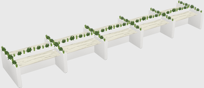 Rectangular shared desk