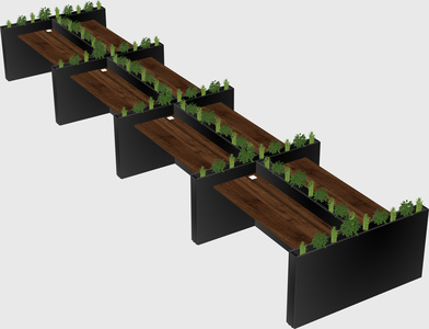Rectangular shared desk