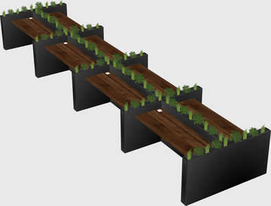Rectangular shared desk