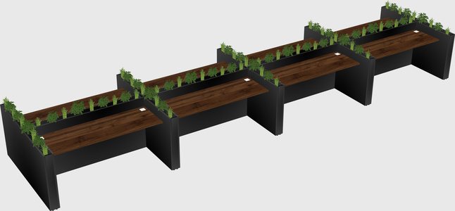 Rectangular shared desk