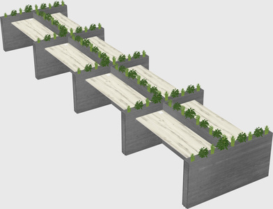 Rectangular shared desk