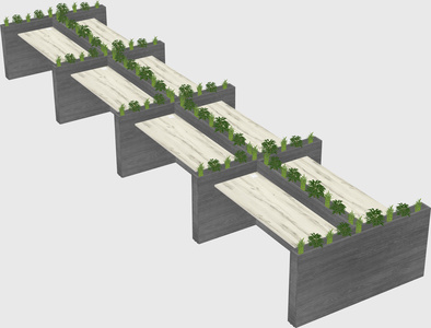 Rectangular shared desk