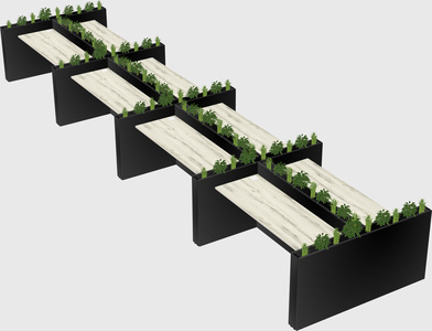 Rectangular shared desk