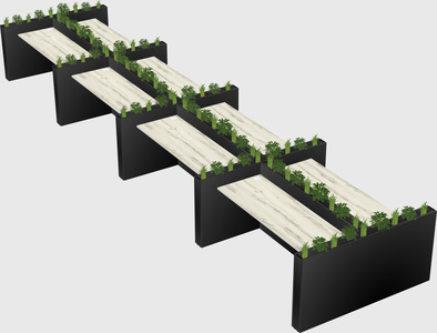 Rectangular shared desk
