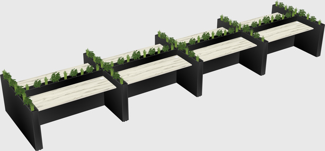 Rectangular shared desk