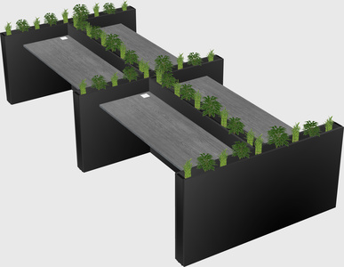 Rectangular shared desk