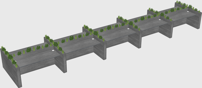 Rectangular shared desk