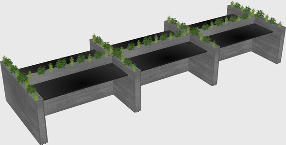 Rectangular shared desk