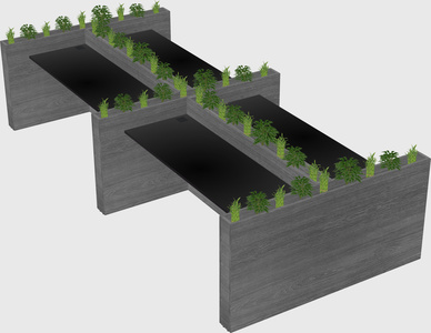 Rectangular shared desk