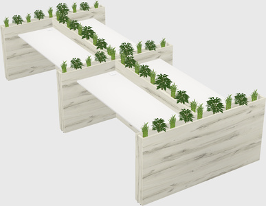Rectangular shared desk